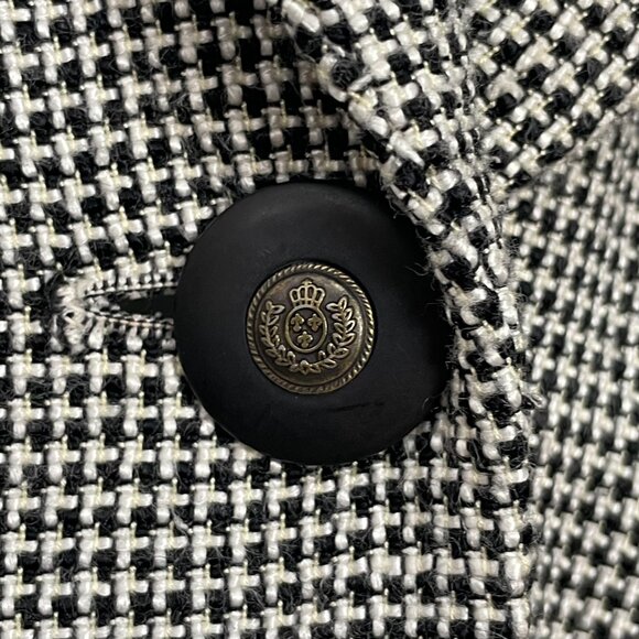Vintage Paul Stanley Blazer Jacket Women Black White Single Button‎ Boxy Office - Picture 12 of 16